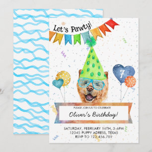 Chow Chow Lass uns Pawty-Hundegeburtstagsfeier Einladung