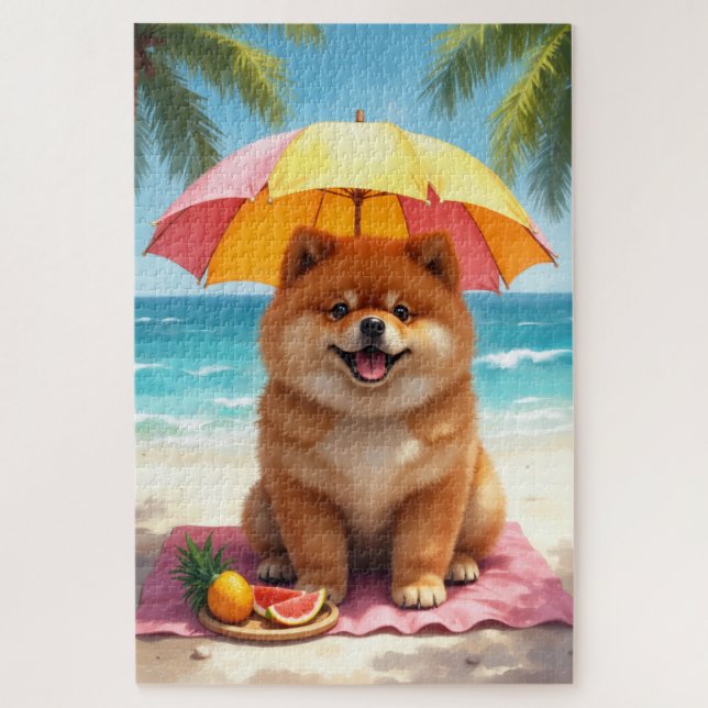 Chow Chow Luxus-Strandszene Puzzle (Vertikal)