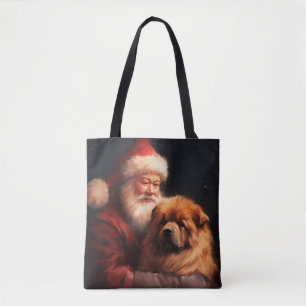 Chow Chow mit dem Weihnachtsmann Weihnachten