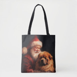Chow Chow mit dem Weihnachtsmann Weihnachten