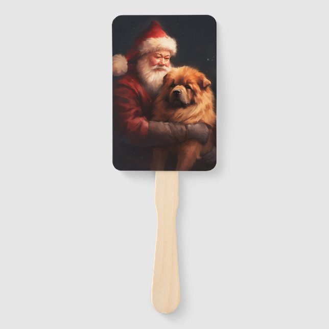 Chow Chow mit dem Weihnachtsmann Weihnachten Fächer (Vorderseite)