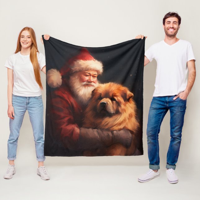 Chow Chow mit dem Weihnachtsmann Weihnachten Fleecedecke (Beispiel)