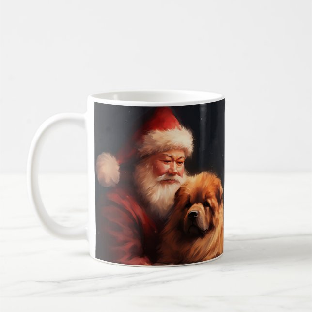 Chow Chow mit dem Weihnachtsmann Weihnachten Kaffeetasse (Links)
