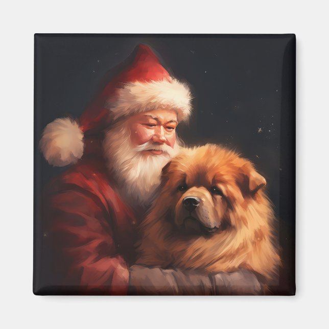 Chow Chow mit dem Weihnachtsmann Weihnachten Magnet (Vorne)