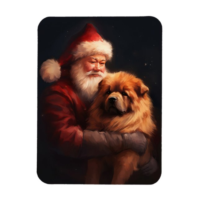 Chow Chow mit dem Weihnachtsmann Weihnachten Magnet (Vertikal)