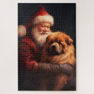 Chow Chow mit dem Weihnachtsmann Weihnachten Puzzle