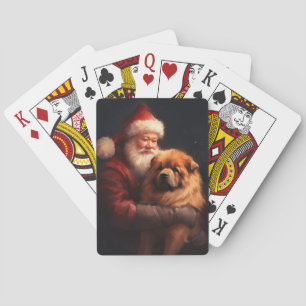 Chow Chow mit dem Weihnachtsmann Weihnachten Spielkarten