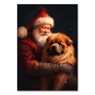 Chow Chow mit dem Weihnachtsmann Weihnachten Tischnummer