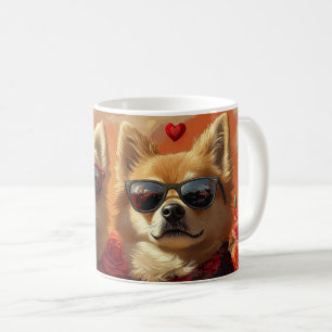 Chow Chow mit Herz-Rose Valentinstag Kaffeetasse