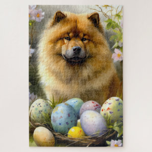 Chow Chow mit Ostereier Urlaub Puzzle