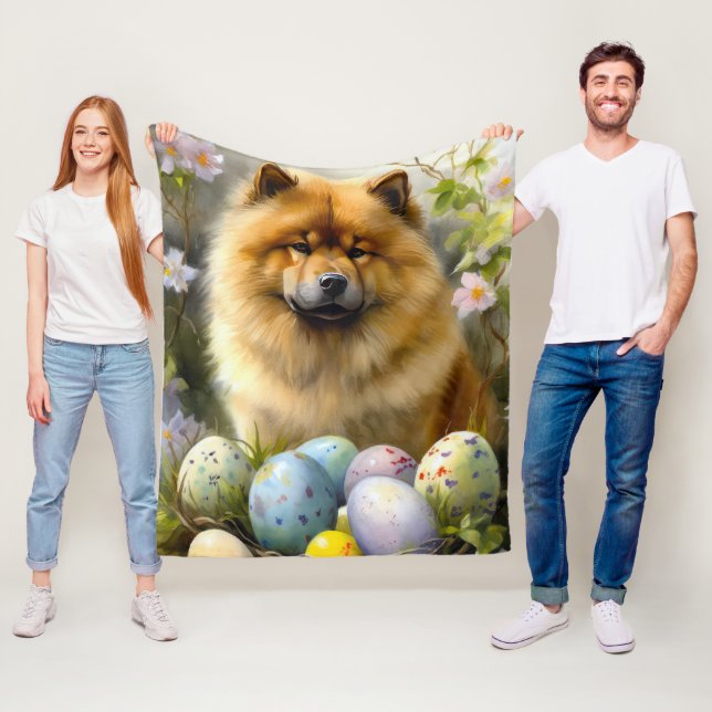 Chow Chow mit Ostereiern Feiertag  Fleecedecke (Beispiel)