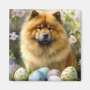 Chow Chow mit Ostereiern Feiertag Magnet