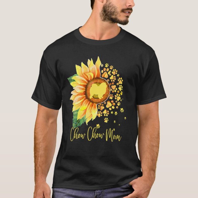 Chow Chow Mom Sunflower Dog Paw Mother s Day 2023 T-Shirt (Vorderseite)