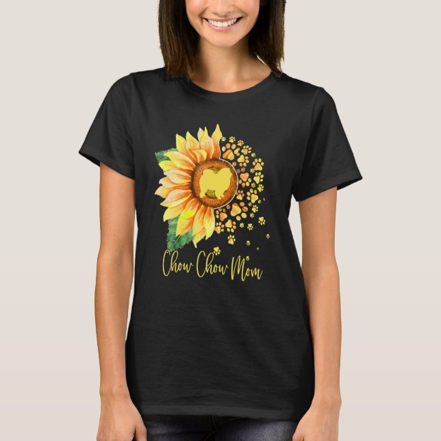 Chow Chow Mom Sunflower Dog Paw Mother s Day 2023 T-Shirt (Vorderseite)