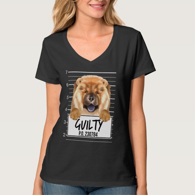 Chow Chow Mugshot Guilty Dog T-Shirt (Vorderseite)