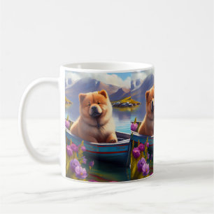 Chow Chow on a Paddle: Ein Landschaftliches Abente Kaffeetasse