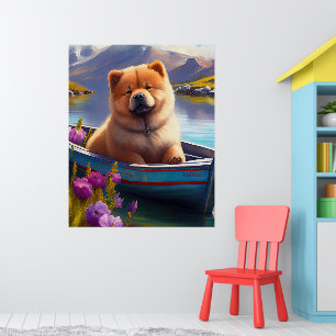 Chow Chow on a Paddle: Ein Landschaftliches Abente Poster