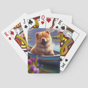 Chow Chow on a Paddle: Ein Landschaftliches Abente Spielkarten