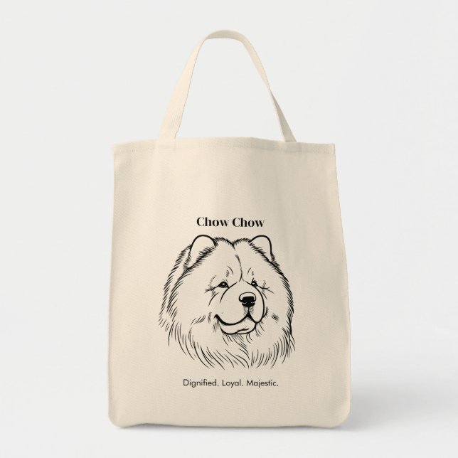 Chow Chow Portrait Black Line Illustration Tragetasche (Vorne)
