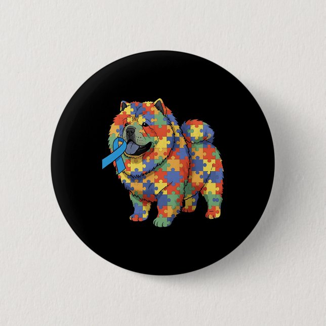 Chow Chow Puzzle Autismus-Bewusstsein Autistische  Button (Vorderseite)