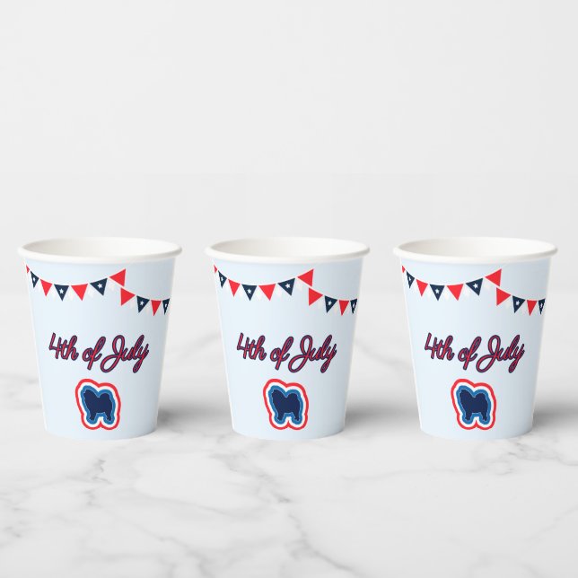 Chow Chow Red White und Blue 4. Juli Pappbecher (Multi)
