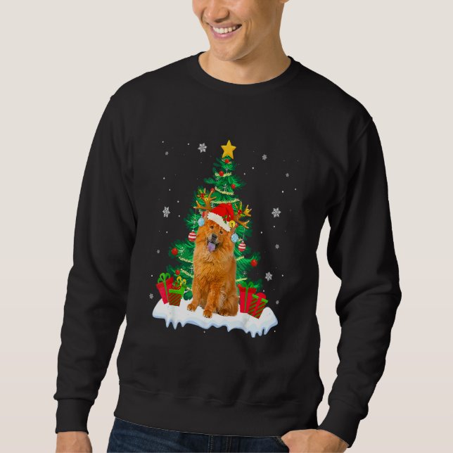 Chow Chow Santa Christmas Tree Light Pajama Dog Xm Sweatshirt (Vorderseite)