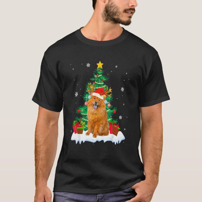 Chow Chow Santa Christmas Tree Light Pajama Dog Xm T-Shirt (Vorderseite)