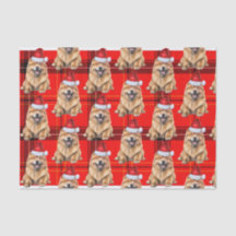 Chow Chow Santa Dog an Karierten Weihnachtsfeierta