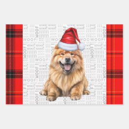 Chow Chow Santa dog in den Karierten Weihnachtsfer Geschenkpapier Set