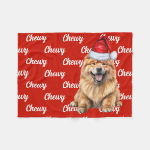 Chow Chow Santa Dog mit Individuelle Name Weihnach Fleecedecke
