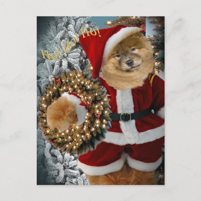 Chow Chow Santa Paws Feiertagspostkarte (Vorderseite)