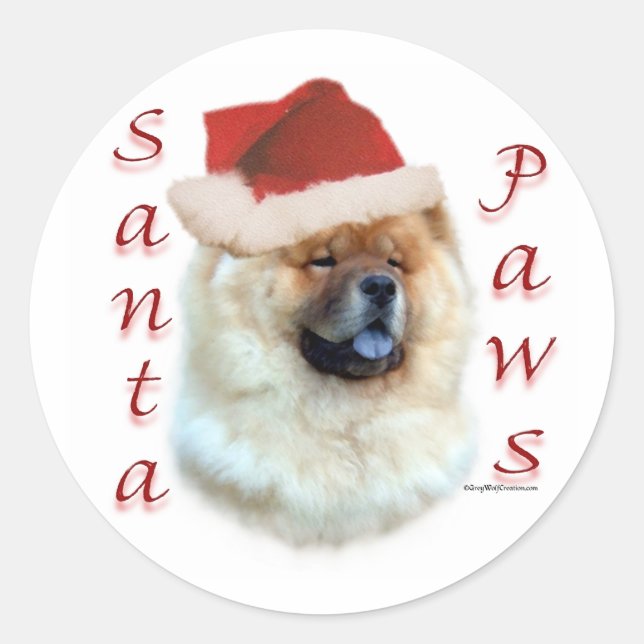 Chow Chow Santa Paws Runder Aufkleber (Vorderseite)