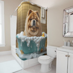Chow Chow schlampig schläfrig süß lustig Duschvorhang
