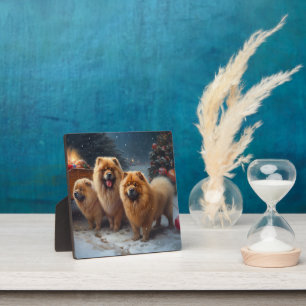 Chow Chow Schnee-Schlitten-Weihnachtsdekoration Fotoplatte