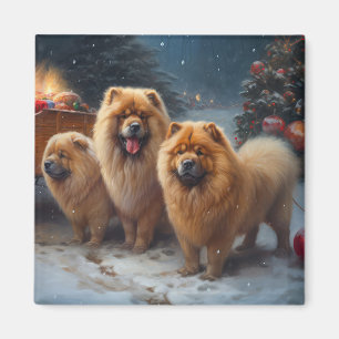 Chow Chow Schnee-Schlitten-Weihnachtsdekoration Magnet