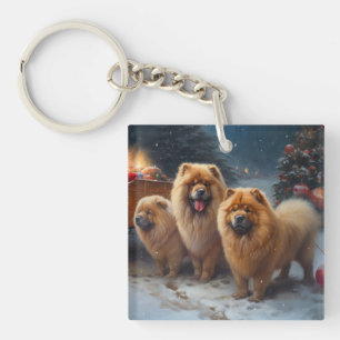 Chow Chow Schnee-Schlitten-Weihnachtsdekoration Schlüsselanhänger