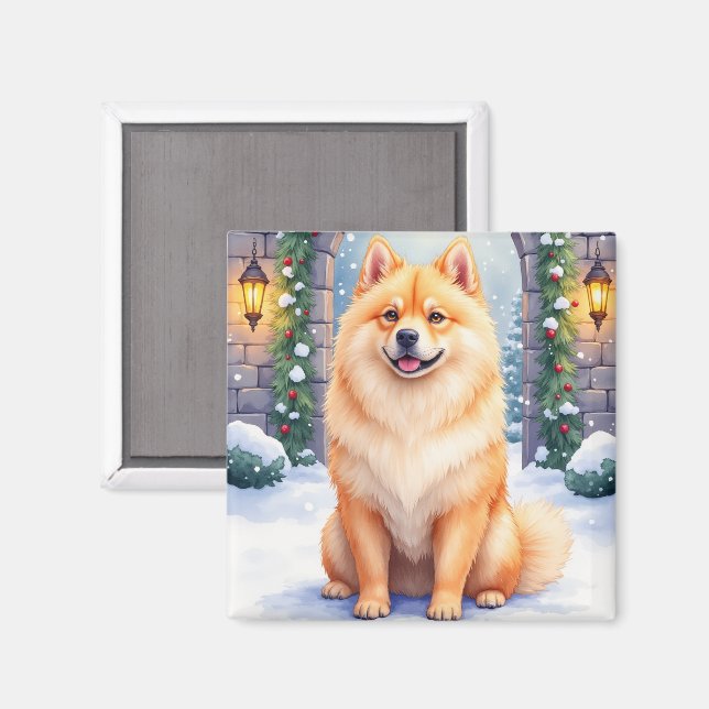Chow Chow Schneehof Weihnachtskunst Magnet (Vorderseite/Rückseite)
