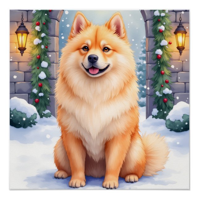Chow Chow Schneehof Weihnachtskunst Poster (Vorderseite)
