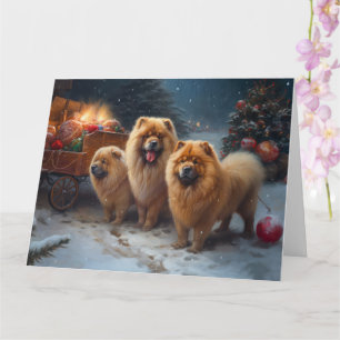 Chow Chow Snowy Sleigh Weihnachtsdekor Karte