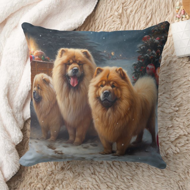 Chow Chow Snowy Sleigh Weihnachtsdekor Kissen (Decke)