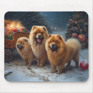 Chow Chow Snowy Sleigh Weihnachtsdekor Mousepad