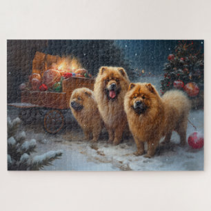Chow Chow Snowy Sleigh Weihnachtsdekor Puzzle
