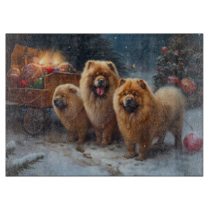 Chow Chow Snowy Sleigh Weihnachtsdekor Schneidebrett
