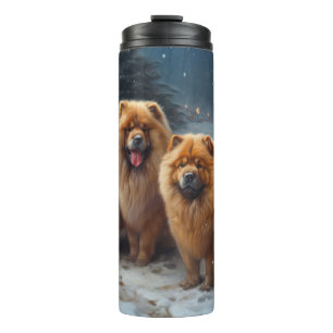 Chow Chow Snowy Sleigh Weihnachtsdekor Thermosbecher