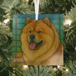 Chow Chow "Stached Glass" Ornament Aus Glas