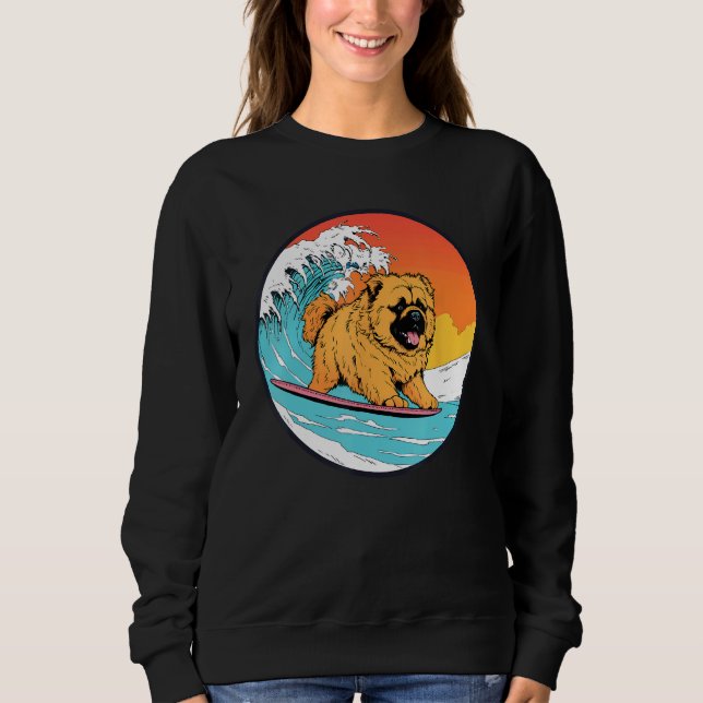 Chow Chow Surfen Funny Dog Beach Sweatshirt (Vorderseite)