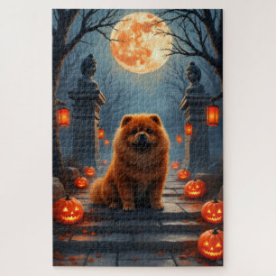Chow Chow verlassener Tempel Halloween Kunst Puzzle