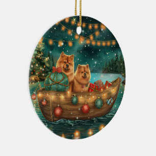 Chow Chow Weihnachten Feierliche Reise Keramik Ornament