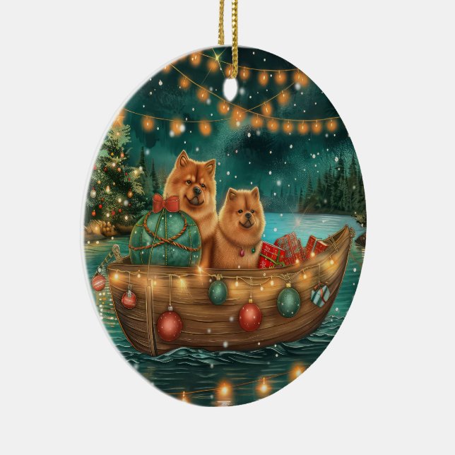Chow Chow Weihnachten Feierliche Reise Keramik Ornament (Rechts)