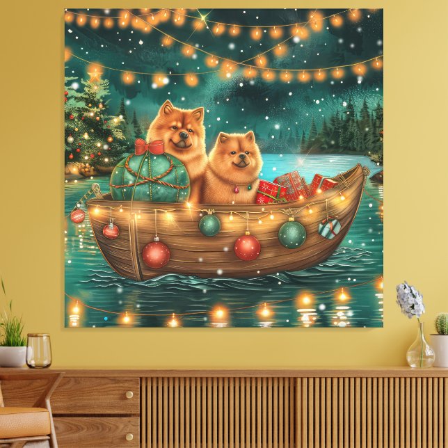 Chow Chow Weihnachten Feierliche Reise Leinwanddruck (Insitu (Wohnzimmer))